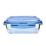 BB Home Borosilicate Glass Rectangular Food Container With Dark Blue Lid 1.04 L