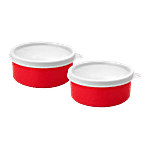 Vinayak Microwave Safe Stainless Steel Bowl Set - Red 300 ml Set of 2