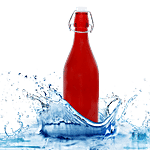 BB Home Glass Water Bottle With Round Base - Red, BB1359 1 L