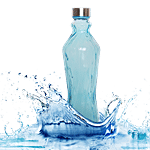 BB Home Glass Water Bottle With Round Base - Blue, BB1363 1 L