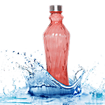 BB Home Glass Water Bottle With Round Base - Red, BB1363 1 L