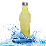 BB Home Glass Water Bottle With Round Base - Yellow, B1363 1 L