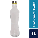 bb home Glass Water Bottle With Round Base - Transparent 1 L