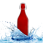 BB Home Glass Water Bottle With Round Base - Red, B1366 1 L