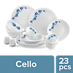 Cello Dinner Set - Opalware, Blue Swirl, Dazzle, White 23 pcs 