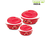 Cello Insulated Hot Fresh Plastic Casserole For Roti/Chapati - Pink 3 pcs (500 ml + 850 ml + 1500 ml)