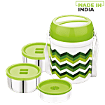 Asian Plastic Lunch Box/Tiffin Box - Diet Meal Hot Pack, Green 3 pcs Box