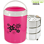 Asian Thermo Plastic Lunch Box/Tiffin Box With Steel Containers - Royal, Lavender 750 ml Box (Set of 3)