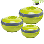 Asian Plastic Casserole For Roti/Chapati - Sonic Green 3 pcs Box