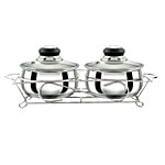 Anjali Stainless Steel Serving Handi With Rack - Glass Lid, Labella 2 pcs