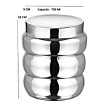 Aagam Stainless Steel Storage Container - Mirror Finish, Ribbed 750 ml (Set of 3)