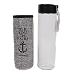DP Glass Bottle With Removable Fabric Cover - Grey, BB1317 500 ml