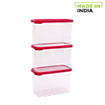 Mastercook Rectangular Plastic Container - Magenta 1.5 L (Set of 3)