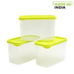 Mastercook Rectangular Plastic Container - Green 1.5 L (Set of 3)