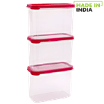 Mastercook Rectangular Plastic Container - Magenta 2 L (Set of 3)