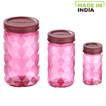 Mastercook Plastic Container Set - Round, Pink 3 pcs