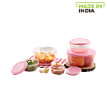 Mastercook Malta Round Plastic Container Set - Pink 5 pcs