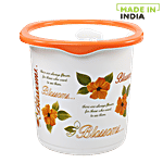 Cello Blossom Printed Plastic Dustbin / Garbage Bin - White & Orange 7 L