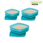 Mastercook Premium Flat Square Plastic Container Set - Blue 3 pcs