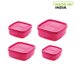 Mastercook Premium Square Plastic Container Set - Pink 4 pcs