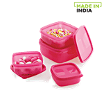 Mastercook Premium Square Plastic Container - Pink 5 pcs
