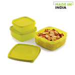 Mastercook Premium Square Plastic Container - Green 5 pcs