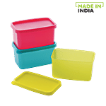 Mastercook Premium Rectangle Container - Multicolour 250 ml (Set of 3)