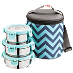 NanoNine Lunch Box/Tiffin Set Stainless Steel With Steel Lid & Bag - Duo 3 pcs