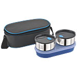 NanoNine Lunch Box/Tiffin Set Stainless Steel Airtight With Chapati Box & Bag 3 pcs