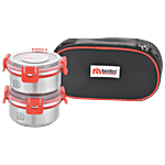 NanoNine Steel Lunch/Tiffin Box Set With  Bag - Clip Lock 260 ml Set of 2