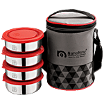 NanoNine Lunch Box/Tiffin Set Stainless Steel With Bag - Brunch 4 pcs