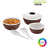 Nakoda Fiesta Serving Bowl With Serving Spoon - Assorted Colour 3 pcs