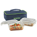 Borosil Borosilicate Glass Lunch Box/Tiffin Box 370 ml (Set of 2)