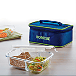 Borosil Borosilicate Glass Lunch Box/Tiffin Box - Transparent 560 ml 