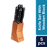 bb home Kitchen Knife Set - Classic With Wooden Block 5 pcs