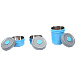Seven seas Rectangular Stainless Steel Lunch Box/Tiffin Set - Blue, Magnum Vacuum Seal 3 pcs