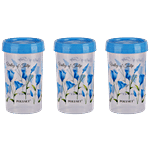 Polyset Plastic Twisty Storage Printed Containers - Blue 740 ml (Pack of 3)