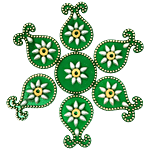 Kvg Artificial Rangoli for Floor/Table/Wall - Assorted Design, Green 50 g