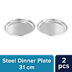 bb home Dinner Plate/Thali - No. 14, Gujarati, Stainless Steel 2 pcs