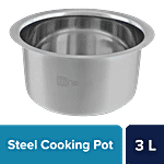bb home Steel Cooking Pot/Tope/Patila/Bhagona - No.14, Flat Bottom 3 L (1 pc)