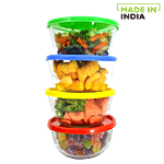 Yera Glass Bowl With Lid - Minty 225 ml Set of 4