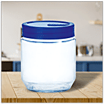 Yera Pantry/Cookie/Snacks Round Glass Jar With Blue Lid 580 ml Set of 4