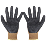 Spartan Premium Safety Latex Coating Gloves - Brown Shell With Black Crinkle Finish , 10 cm 1 pair