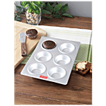 HAZEL Aluminium Silver Muffin Tray & Cup cake - 6 Cavity 1 pc