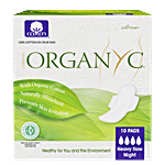 Organyc Sanitary Pads - 100% Cotton, Heavy Flow Night, Prevents Skin Irritation 10 pcs 