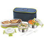 Magnus Steel Lunch Box/Tiffin Set With Bag - Klip Lock 3 pcs