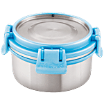 Magnus Storage Steel Airtight Container With Steel Lid - Klip Lock, Blue 450 ml