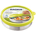 Magnus Storage Steel Airtight Container With PP Lid - Klip Lock, Green 280 ml