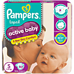Pampers  Active Baby Diapers - Small, 3-8 kg, Extra Dry Layer 92 pcs
