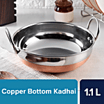 bb home Stainless Steel Kadhai - No.10, Copper Bottom 1.1 L
